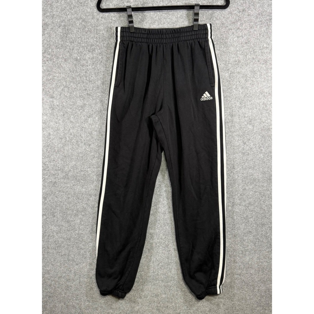 Adidas Jogger‎ Pants Men Large Black 3-Stripe Fleece Regular Fit AK5926